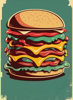 Vintage retro poster from 50s, 60s. Fast food, burger, cheeseburger delivery. Grunge poster. Vintage retro poster from 50s, 60s. Fast food, burger, cheeseburger delivery. . photo