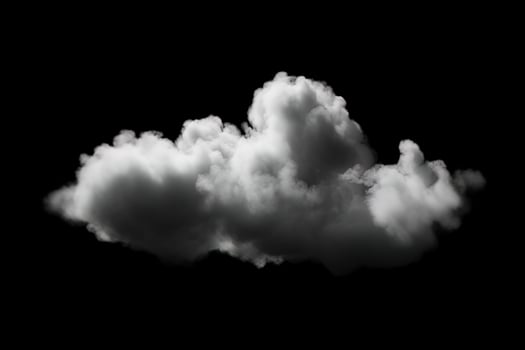 White cloud isolated on black background. photo