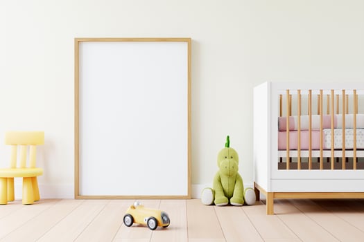 Nursery Digital Mockup,Frame Mockup. Frame Mockup 3D rendering. photo
