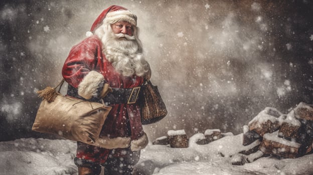 Vintage Christmas card with Santa Claus. Illustration photo