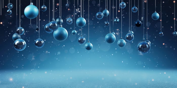 Blue Christmas card with hanging balls Illustration photo