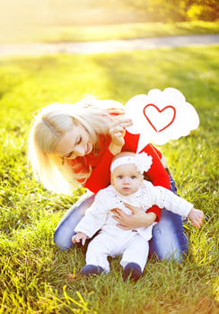 Mother and daughter in the park photo