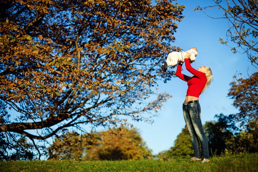 Mother and daughter in the park photo