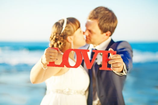 Beautiful, happy newly married couple photo