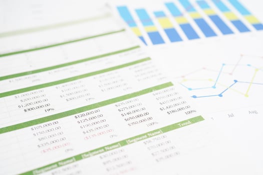Charts Graphs paper. Financial development, Banking Account, Statistics, Investment Analytic research data economy, Stock exchange Business office company meeting concept. photo