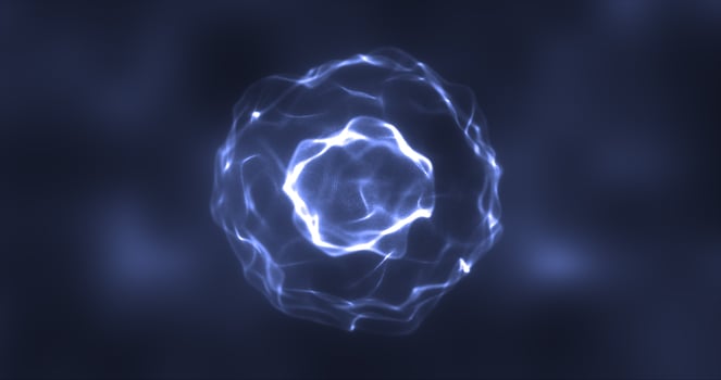 Abstract blue energy round sphere glowing with particle waves hi-tech digital magic abstract background photo