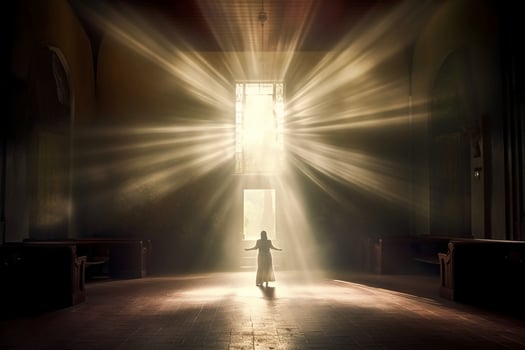 The holy light in space. photo