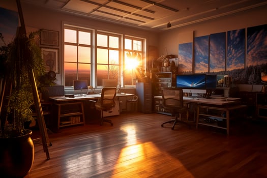 The holy light in the office. photo