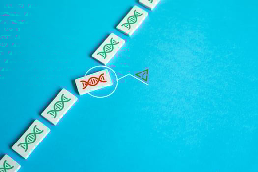 Damaged section of DNA. Diagnosis and early detection. Genetic mutations. Genetic disorders, deviations. Gene therapy modification of cells to produce a therapeutic effect. Paternity confirmation. photo