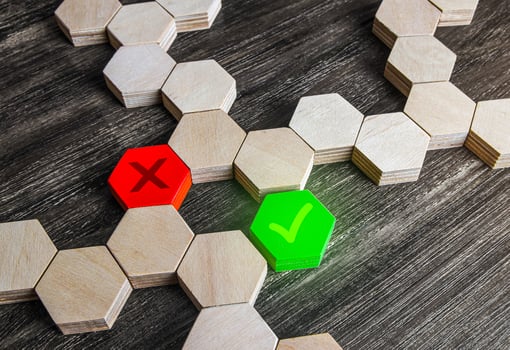 Make the right decision. Selecting the correct option, answering the question. Paving road to success. Progress and exploration. Passage variability. Planning and analytics. New discoveries. photo