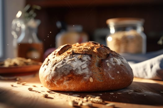 Bread with cereals in the kitchen photo
