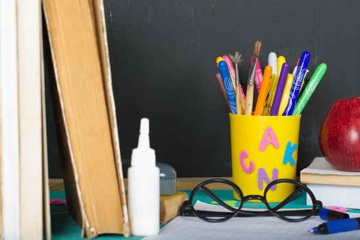 Back to school background. Closeup photo