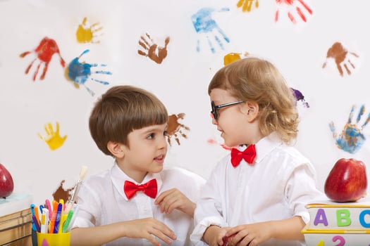 Two boys are playing together photo