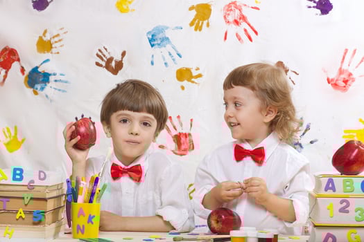Two boys are playing together photo