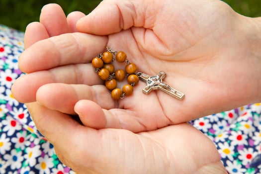 Hands with Rosary beads photo