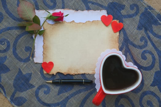 Valentines card and a cup of tea photo