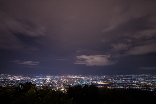 Chiang Mai cityscape at night view from the top of Doi Suthep located in Chiang Mai province of Thailand. photo