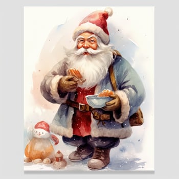 Cute watercolor Santa Claus. Illustration photo