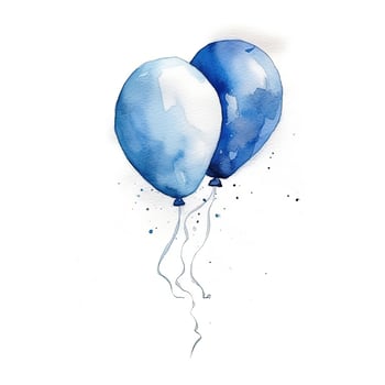 Blue watercolor balloon isolated. Illustration photo
