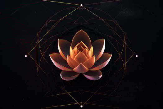 pink lotus flower logo in dark infinity symbol photo