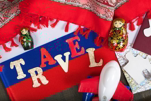 Travel tips for going to countries of Russia. Top view photo