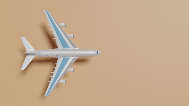 3D Air plane illustration with orange background photo