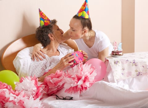 Senior woman celebrates her birthday photo