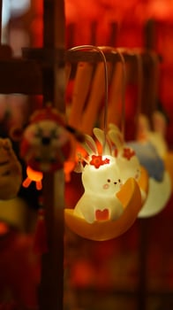 The colorful Chinese lantern hanging up during the festival days for the good blessing photo
