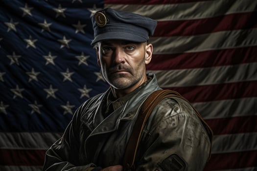 Free photo military veteran holding american flag made with