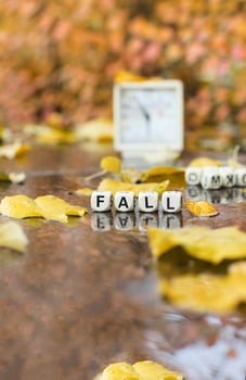 Word FALL is composed of wooden letters. photo