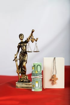 Money placed close to the bible. photo