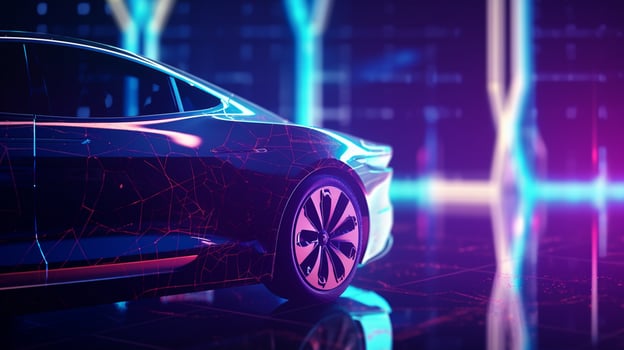 Electric lights car futuristic banner background, photo