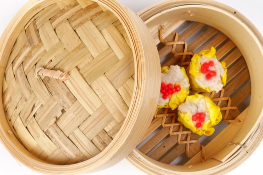 Dim Sum dumpling variety chicken prawn vegetable stuffed steamer photo