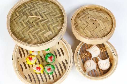 Dim Sum dumpling variety chicken prawn vegetable stuffed steamer photo