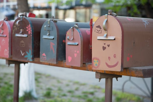 Creative post boxes. Closeup photo