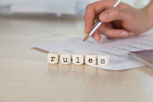 Word RULES composed of wooden letters photo