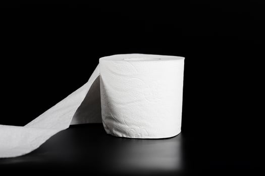 Roll of toilet paper on a black surface. photo