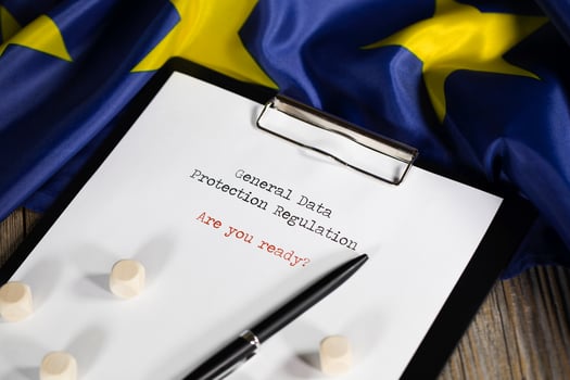 General Data Protection Regulation. Are you ready written on the paper. photo