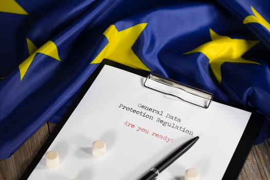 General Data Protection Regulation. Are you ready written on the paper. photo