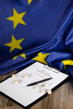 General Data Protection Regulation. Are you ready written on the paper. photo