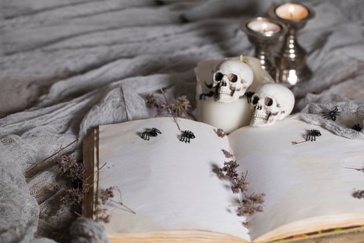 Opened book of bewitchment with free space for a text. photo