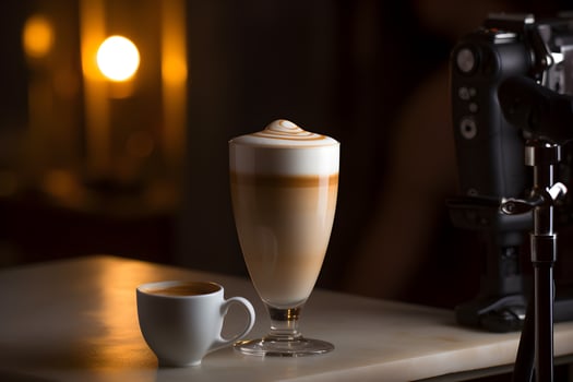 A latte with steamed milk and a small amount of foam on top. . photo