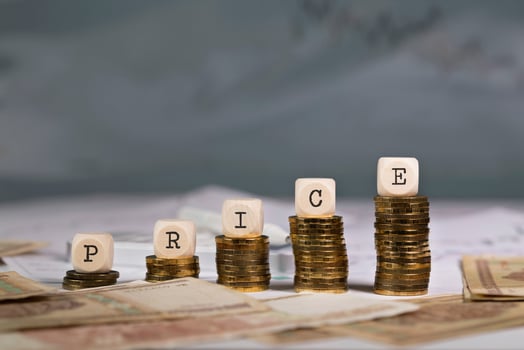 Word PRICE composed of wooden letter. photo