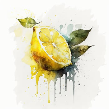 Watercolor lemon. Illustration photo