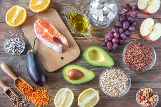 Foods providing low cholesterol diet photo