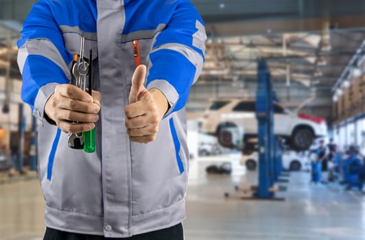 Auto mechanic in the auto service center car photo