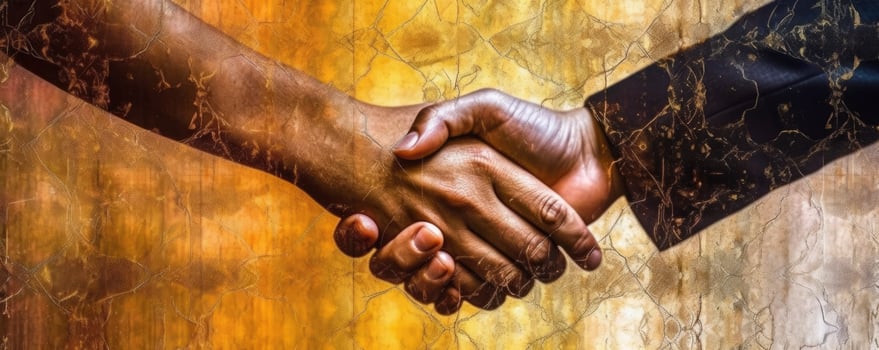 Business people shaking hands in an office. Soft focus. photo