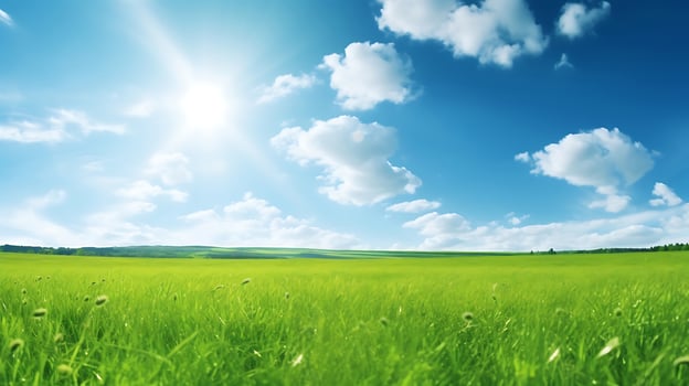 Blue sky and cloud with meadow, Plain landscape background for summer poster, Technology photo