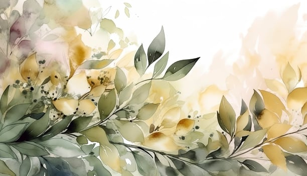 watercolor floral pattern with green and gold leaves wedding invitation photo