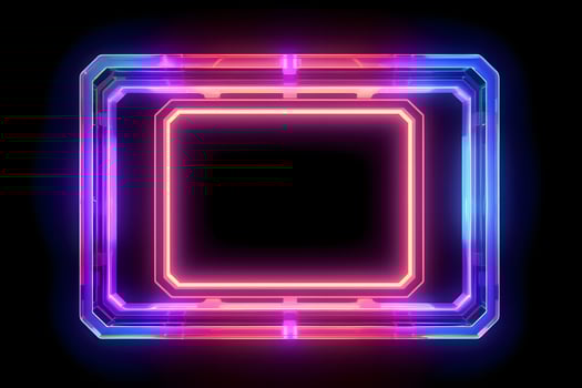 Neon Cyber Frame Social Media Post Mockup with Crystalline Rectangle and Streamer Overlay photo